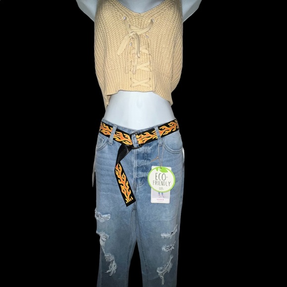 SIMPLE SOCIETY STRAIGHT SUPER HIGH-RISE ROLL CUFF BUTTON FLY JEANS SIZE 9/29 - Picture 2 of 16